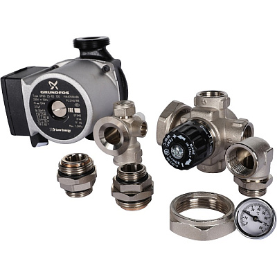 Насосно-смесительный узел Stout с термостатическим клапаном; Grundfos UPSO 25-65 130