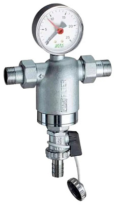 Фильтр для воды FAR 100мкм, с манометром, Max: 95 C, 25 бар, 3/4 НР