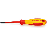 Отвертка KNIPEX PlusMinus PH/S 1 тонкая VDE, длина стержня 80 мм, 187 мм, диэлектрическая, 2-компонентная рукоятка