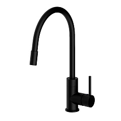 Смеситель для кухни IDDIS Kitchen 360, черный матовый, с гибким изливом, на мойку