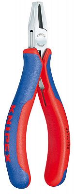 Плоскогубцы KNIPEX захватные монтажные для электроники, для опрессовки и укорачивания выводов радиодеталей под платой до длины 1.6 мм, L-125 мм, 2К ручки