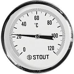 Термометр Stout биметаллический с погружной гильзой 100 мм, Dn 80 мм, 1/2 , 0...120С
