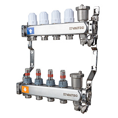 Коллекторная группа VALTEC НЕРЖ с регул. клап. и расх., 1х10 вых. Евроконус 3/4