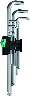 Набор Г-образных ключей WERA 950/9 PKL Hex-Plus 1 хром, с шаром, 9 пр. 1.5/2/2.5/3/4/5/6/8/10 мм Набор Г-образных ключей WERA 950/9 PKL Hex-Plus 1 хром, с шаром, 9 пр. 1.5/2/2.5/3/4/5/6/8/10 мм