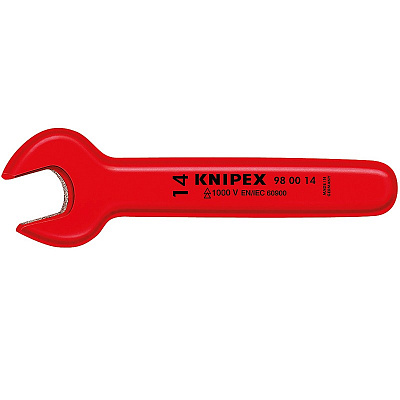 Ключ гаечный рожковый KNIPEX метрический VDE, размер под ключ 9 мм, 105 мм, диэлектрический