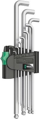 Набор Г-образных ключей WERA 950/9 PKLS Hex-Plus 4 хром, с экстракоротким концом, с шаром, 9 пр., 1.5/2/2.5/3/4/5/6/8/10 мм Набор Г-образных ключей WERA 950/9 PKLS Hex-Plus 4 хром, с экстракоротким концом, с шаром, 9 пр., 1.5/2/2.5/3/4/5/6/8/10 мм