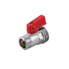 Кран шаровой Tiemme SMALL 2946 мини наруж./внутр. с красной рукояткой 1/2 x 1/2