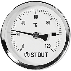 Термометр Stout биметаллический с погружной гильзой 50 мм, Dn 63 мм, 1/2 , 0...120С