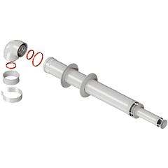 Комплект дымохода Rommer АНТИЛЕД 60/100 - 1000мм (Baxi (кроме ECO Nova/Classic), Viessmann, Kiturami, Mizudo, Beretta, Oasis, Wolf, Tiberis, DeDietrich) хомут в комплекте