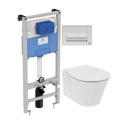 Комплект Ideal Standard Connect Air AquaBlade подвесной унитаз, инсталляция, кнопка, сиденье E212801