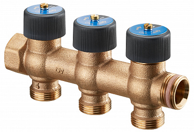 Коллектор Oventrop Multidis R с регулировычными вентилями 3/4x3/4, 3 отвода