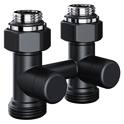 Узел нижнего подключения радиатора Royal Thermo Design, 1/2x3/4EK, прямой, 50 мм, черный