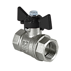 Кран шаровой Valfex латунный DeltaPro для воды 1 ВР/ВР бабочка, НИКЕЛИР-Й