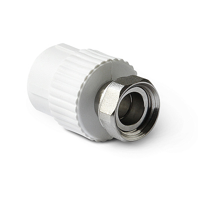 Муфта полипропиленовая PRO AQUA PP-R с накидной гайкой белая (25-1), арт.PA29015