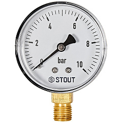 Манометр Stout радиальный, Dn 63 мм 1/4 , 0...10 бар, кл.2.5
