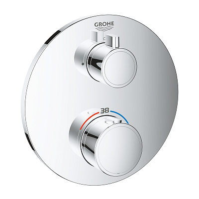Встраиваемый смеситель Grohe Grohtherm Термостатический для душа, круглая розетка, хром Встраиваемый смеситель Grohe Grohtherm Термостатический для душа, круглая розетка, хром