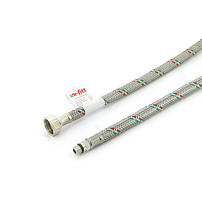 Гибкая подводка UNI-FITT для смесителя М10х1 - 1/2, 40 см, DN 8, оплётка из нержавеющей стали