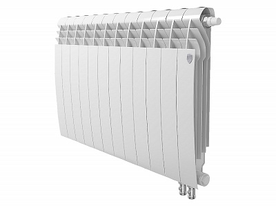 Биметаллический секционный радиатор отопления Royal Thermo Biliner 500 / Bianco Traffico / 12 секций нижнее правое подключение
