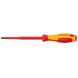 Отвертка KNIPEX SL2.5x0.4 шлицевая VDE, длина лезвия 75 мм, 177 мм, диэлектрическая, 2-компонентная рукоятка
