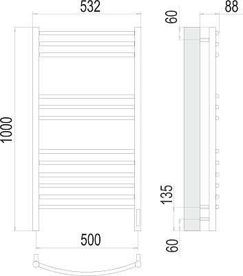 Электрический полотенцесушитель Terminus Классик П12 500х1000 электро (sensor quick touch)