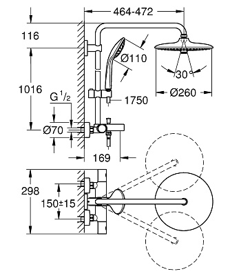 Душевая колонна Grohe Euphoria 260 26114001