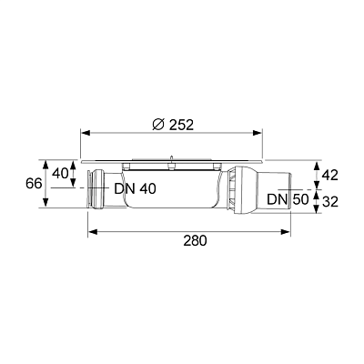 Сифон TECE TECEdrainpoint S DN 50, низкий, с универсальным фланцем Seal System