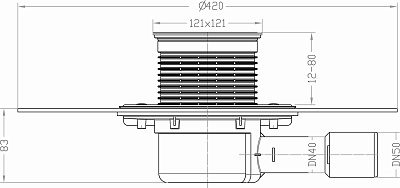 Трап HL 510N-3121 с приварным полимербитумным гидроизоляционным полотном