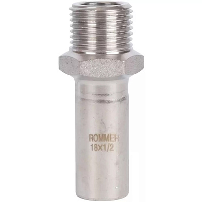 Вставка Rommer переходная пресс 18х1/2, НПр-НР, нержавеющая сталь