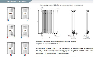 Стальной трубчатый радиатор отопления Rifar TUBOG TUB 3037-18-DV1 (Белый)