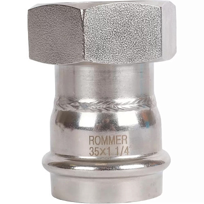 Переходник Rommer 35х11/4 с накидной гайкой ВПр-ВР, нержавеющая сталь
