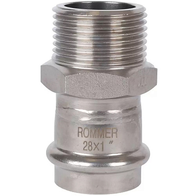 Переходник Rommer пресс 28х1, ВПр-НР, нержавеющая сталь