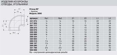 Отвод Viega 90 бронза Rp-резьба 3090 1 1/2 x 1 1/2 269197