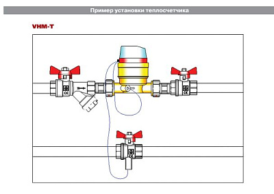 Теплосчетчик квартирный VALTEC VHM-T-20/2,5-С-П с тахометр. расходомером, RS-485 (на под. труб.) Qn=2,5