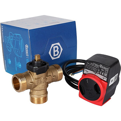 Зональный клапан Stout компактный 3-ходовой, сервопривод 230V, с кабелем 1м, НР 1, Kv 8 (SVM-0170-300125)