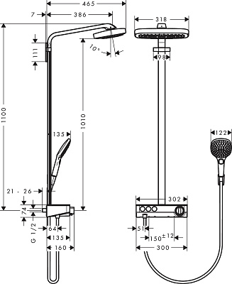 Душевая колонна Hansgrohe Raindance Select Showerpipe E 300 3jet 27127000