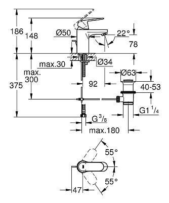 Смеситель для раковины Grohe Eurosmart Cosmopolitan 32825000