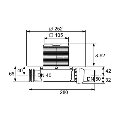 Трап дренажный TECE TECEdrainpoint S 110, низкий горизонтальный с фланцем Seal System