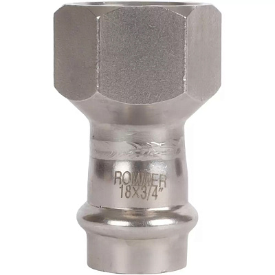 Переходник Rommer пресс 18х3/4, ВПр-ВР, нержавеющая сталь