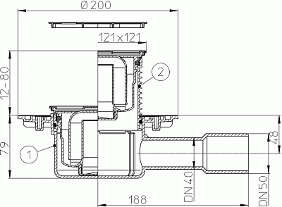 Трап HL 510NPr-3100 с Сухим сифоном, с решеткой 3121