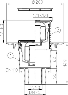 Трап HL 310N-3000 с решеткой 3127