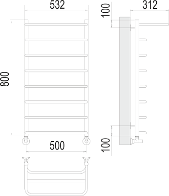 Полотенцесушитель водяной Terminus Полка П8 500х800