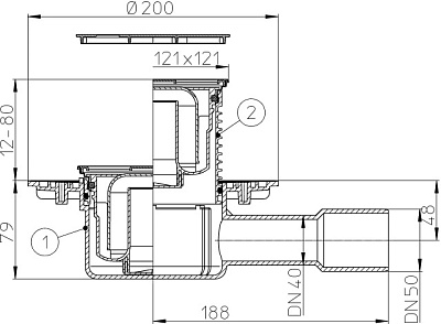 Трап HL 510N-3000 с решеткой 3127