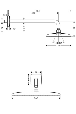 Верхний душ Hansgrohe Raindance Е Air 360 27376000