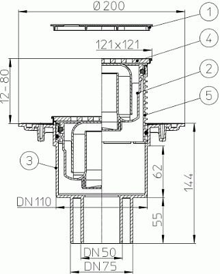 Трап HL 310N-3000 с решеткой 3123