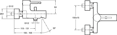 Смеситель для ванны Jacob Delafon CUFF E45532