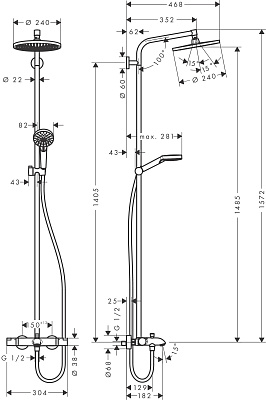 Душевая колонна Hansgrohe Crometta S 240 1jet Showerpipe 27320000