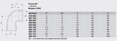 Отвод Viega 90 бронза Rp-резьба 3092 2 1/2 x 2 1/2 321710