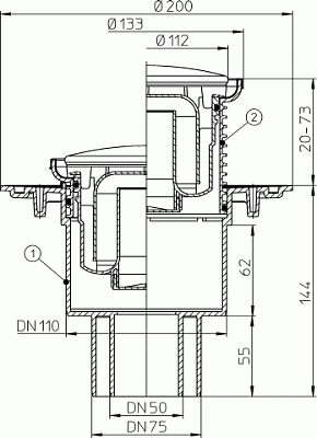 Трап HL 310N с круглой решёткой 112 мм
