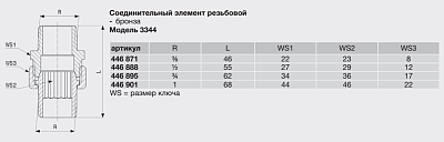 Соединительный элемент Viega резьбовой модель 3330 2 арт. 271077, бронза