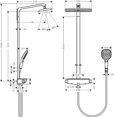 Душевая колонна Hansgrohe Raindance Select Showerpipe 360 27112400